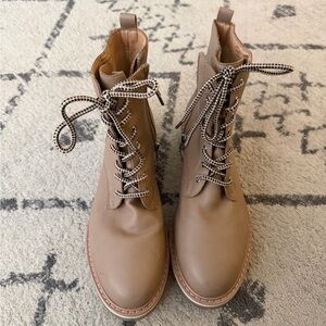 Tan Lace-Up combat boots, size 8.5